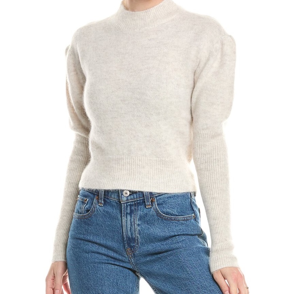 Madewell Alpaca-Blend Mockneck Puff Sleeve Sweater